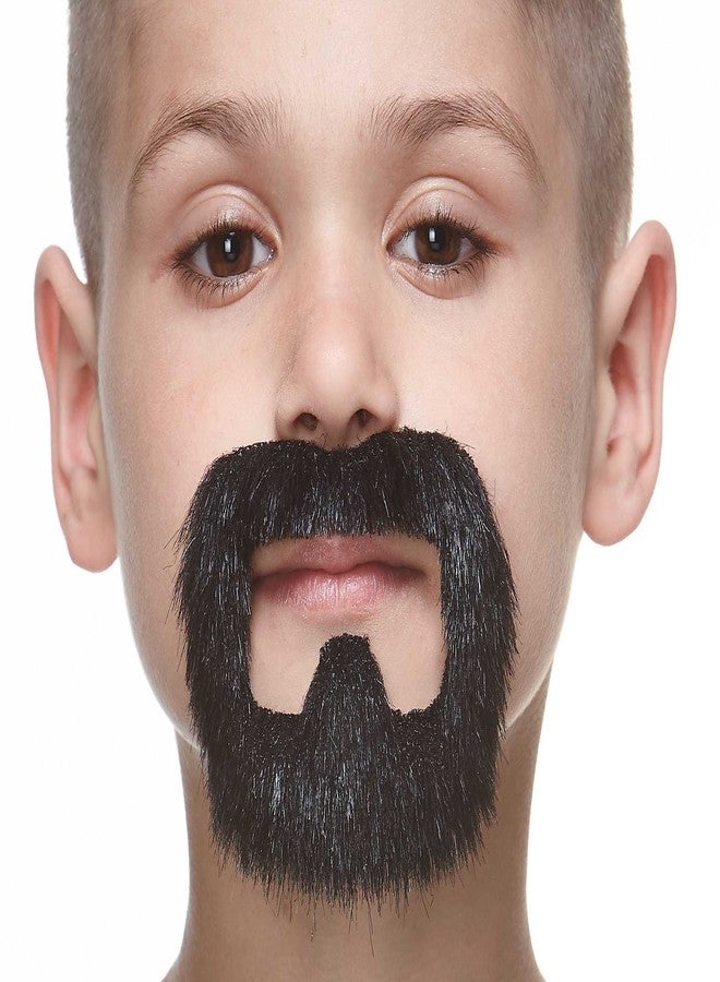 Mustaches Fake Beard, Self Adhesive, Novelty, Small Inmate False Facial Hair, Costume Accessory for Kids, Black Lustrous Color - Image 1